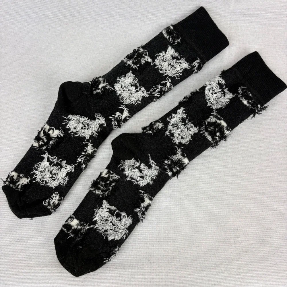 Happy Socks Cat Face Socks Black & White Size 6-9 Shoe‎ Organic Cotton Funky